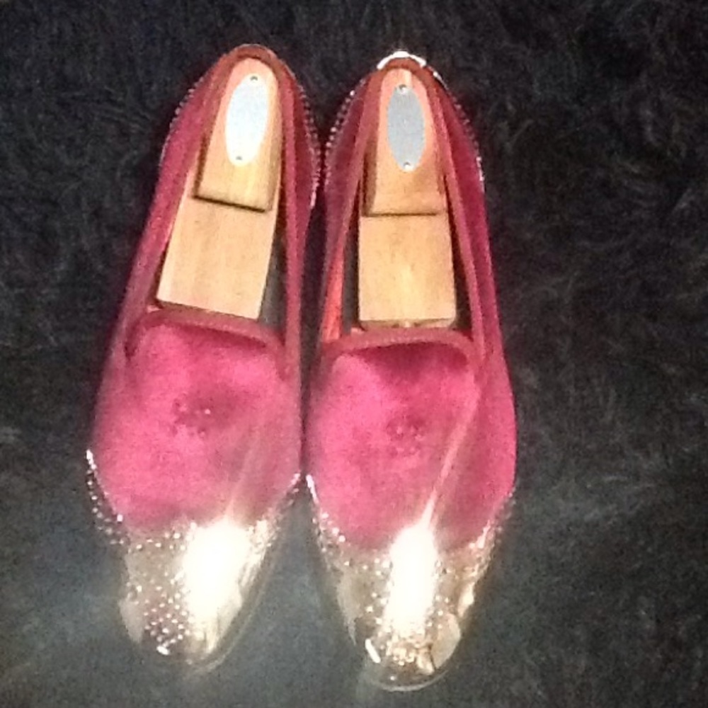 Velvet Wine Red Bottom Loafer with Gold Caps